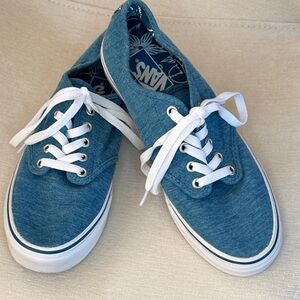 Vans Teal Canvas Shoes with White Accents